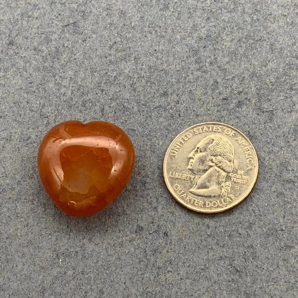 Heart Shaped Worry Stone Brown Orange Amber Red - Picture 1 of 5